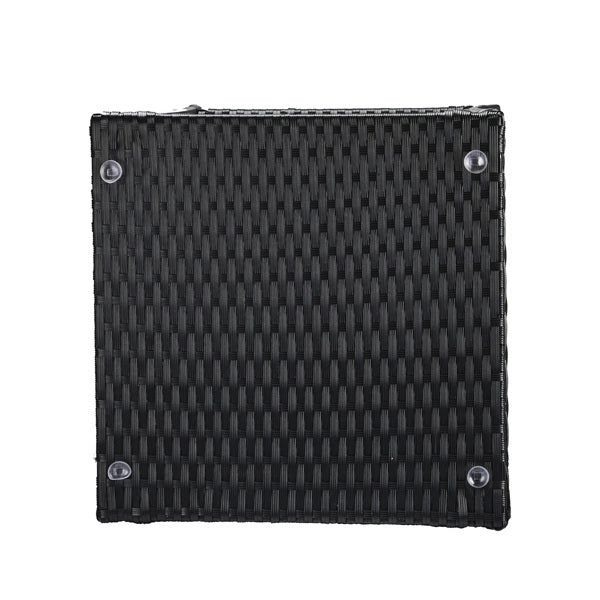 Glass-topped, Black Four-threaded Rattan, Double-layered, Braided Rattan Edge, N001