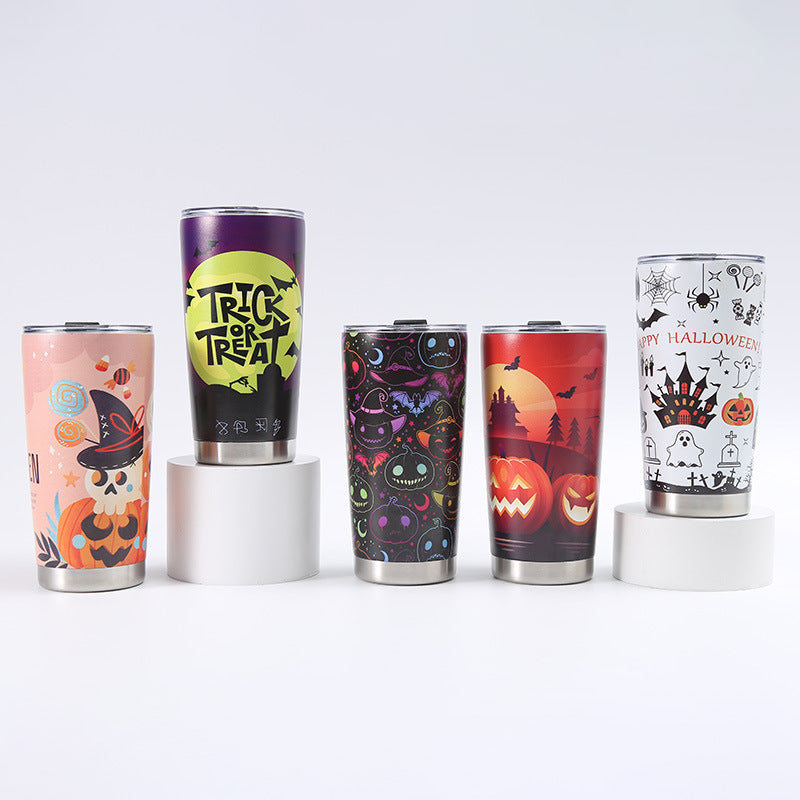 Customized Creative 304 Stainless Steel Insulated Mug, 3D-Printed Beer Cup, Halloween Large-Capacity 20oz Car Tumbler