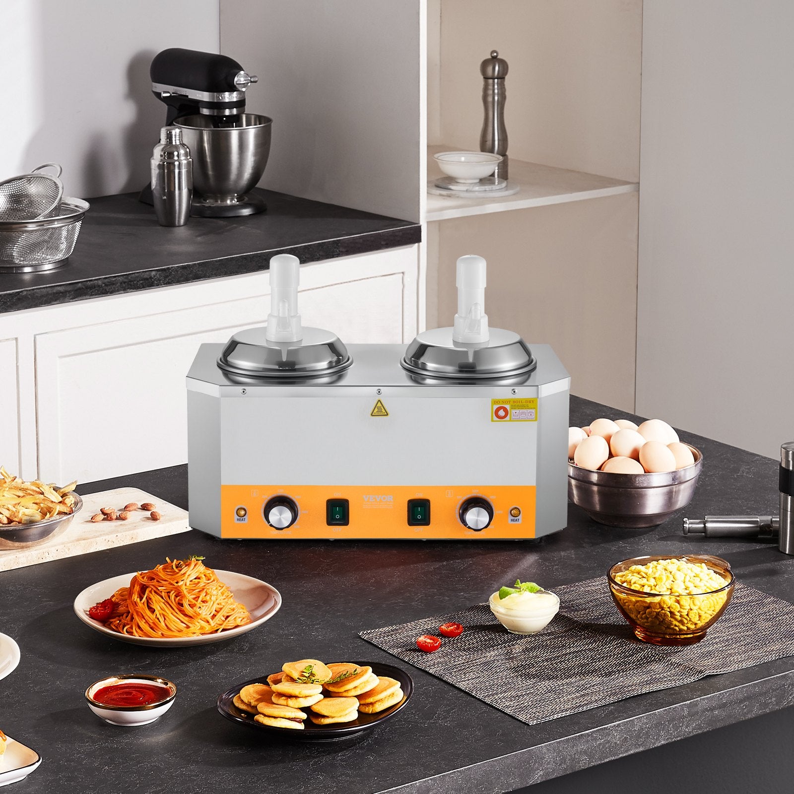 2.4x2 L Electric Cheese Dispenser With Pump Commercial Hot Fudge Warmer 86F-230F