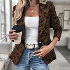 Women's Fall Business Casual Jacket 2025, Chic Floral Single Button Long Sleeve Blazer