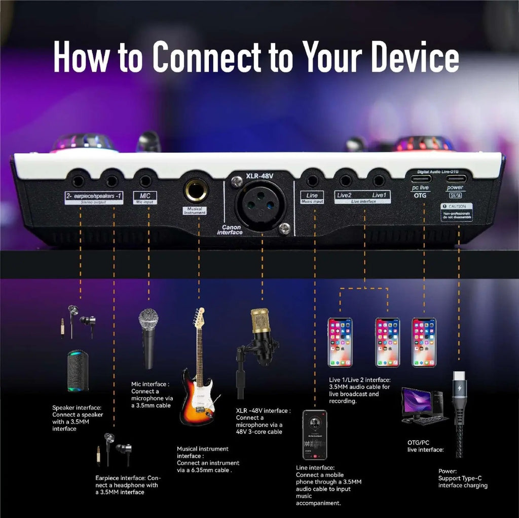 Big Discount C100PRO Lightweight And Portable Digital Sound Card, Real-time Voice Changer, Intelligent Noise Reduction, And Instrument Reverberation