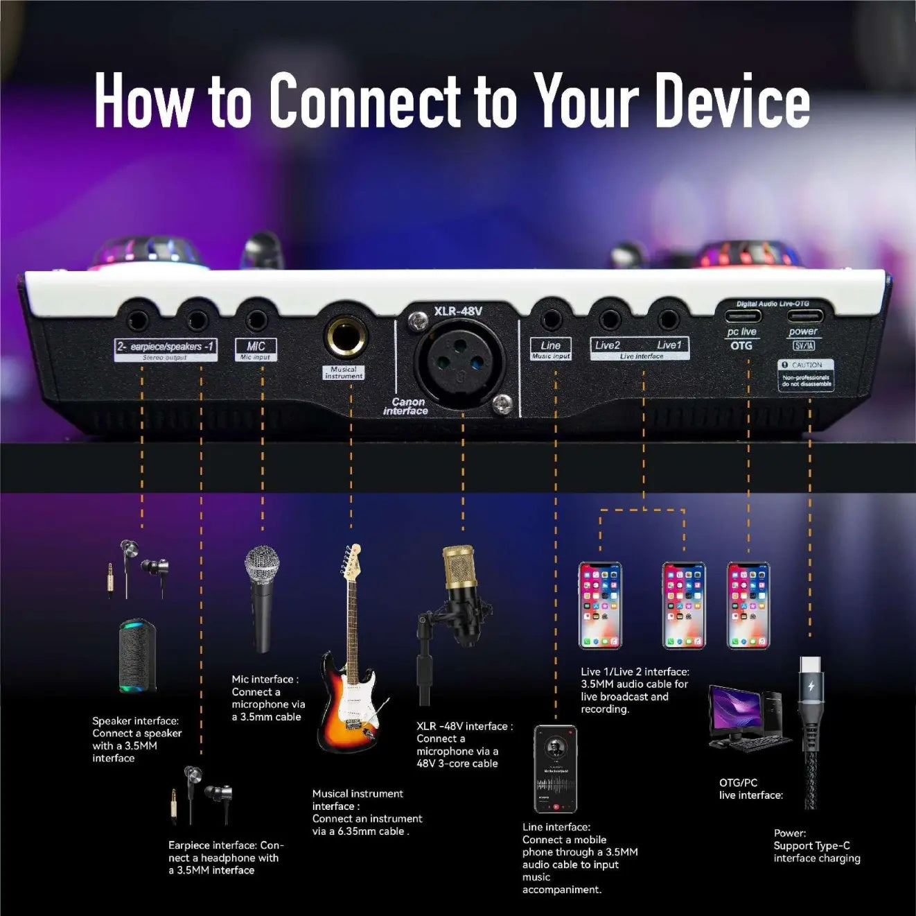 Big Discount C100PRO Lightweight And Portable Digital Sound Card, Real-time Voice Changer, Intelligent Noise Reduction, And Instrument Reverberation