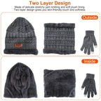 3Pcs Winter Knitted Hat Scarf Gloves Winter Warm Beanie And Touch Screen Gloves Scarf Set Knit Beanie Skull Cap Neck Warmer Mittens For Men Women