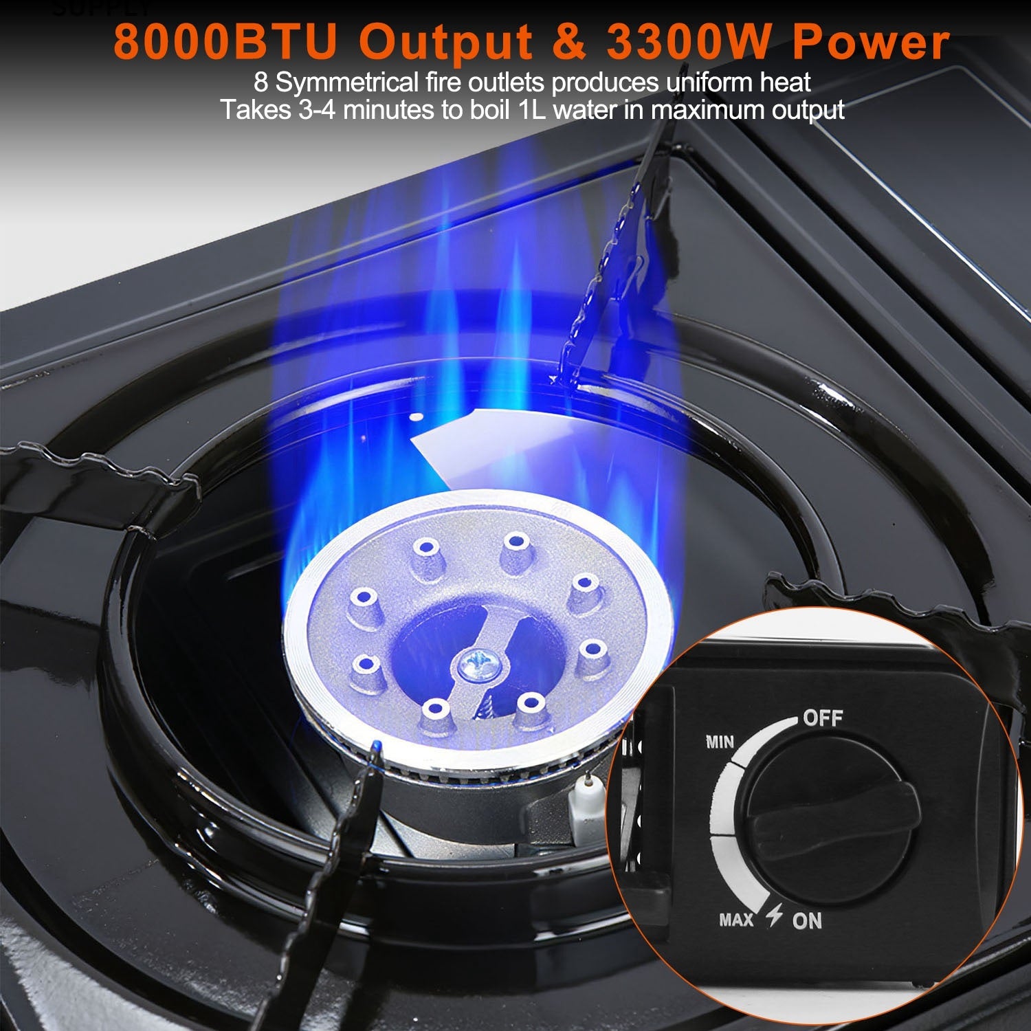 1Pc 3300W Portable Camping Stove Butane Canister Dual Fuel Burner Piezo Electric Ignition Single Burner With Automatic Tank Ejection Overpressure Cut Off Carry Case For Camping Hiking Picnic Fishing B