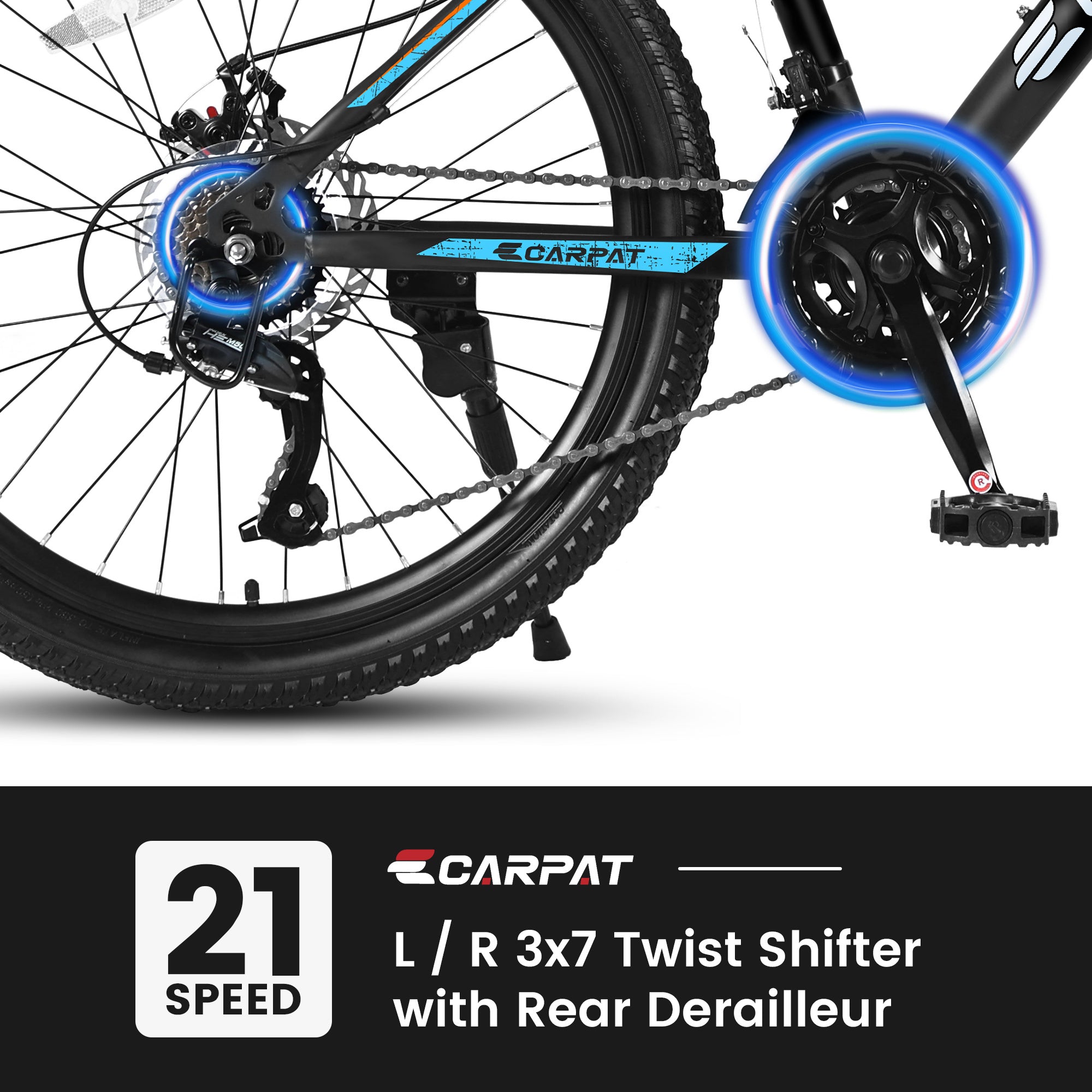 ECARPAT Mountain Bike Bicycle S26102 BLACK-BLUE