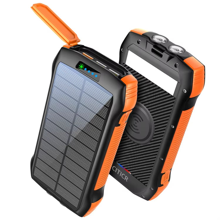 Solar Power Bank New Product Large Capacity 20000mAh 3 USB C Flashlight Ip67 Waterproof High-speed Wireless Charger
