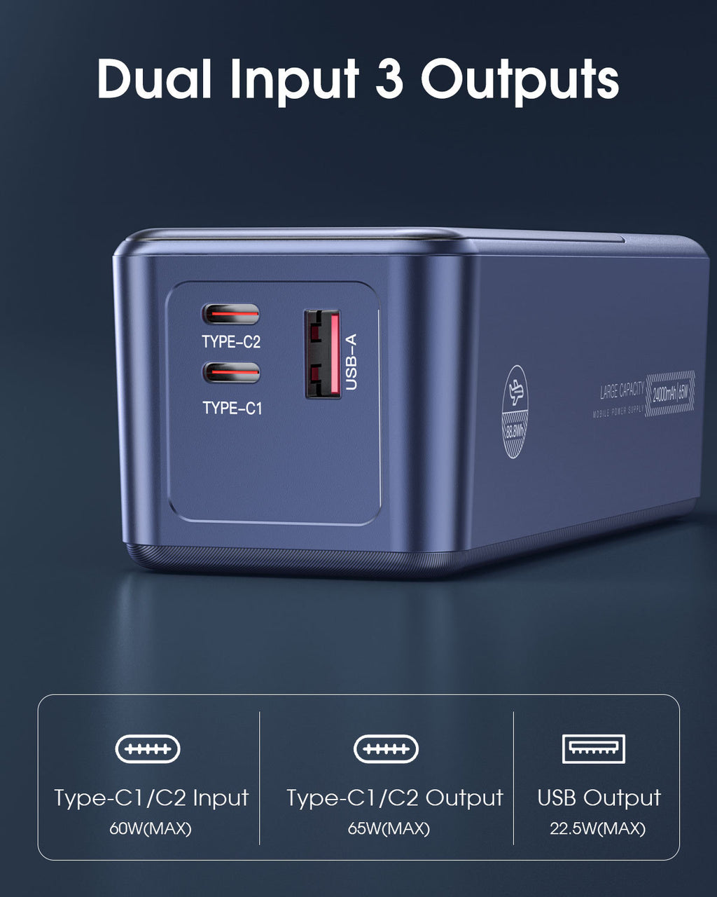 Power Bank Single-Port PD65W for MacBook and Samsung Notebook Charging
