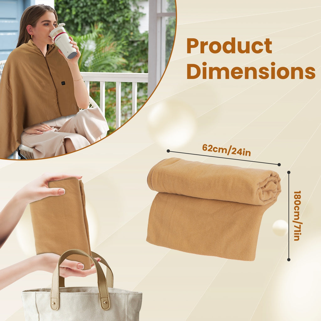 Big Savings 1Pc 79x24In USB Heated Shawl With Teasel Wearable Heating Blanket Electric Throw Wrap Indoor Outdoor With Zipper 3 Heating Levels Machine Washable For Outdoor Home Office
