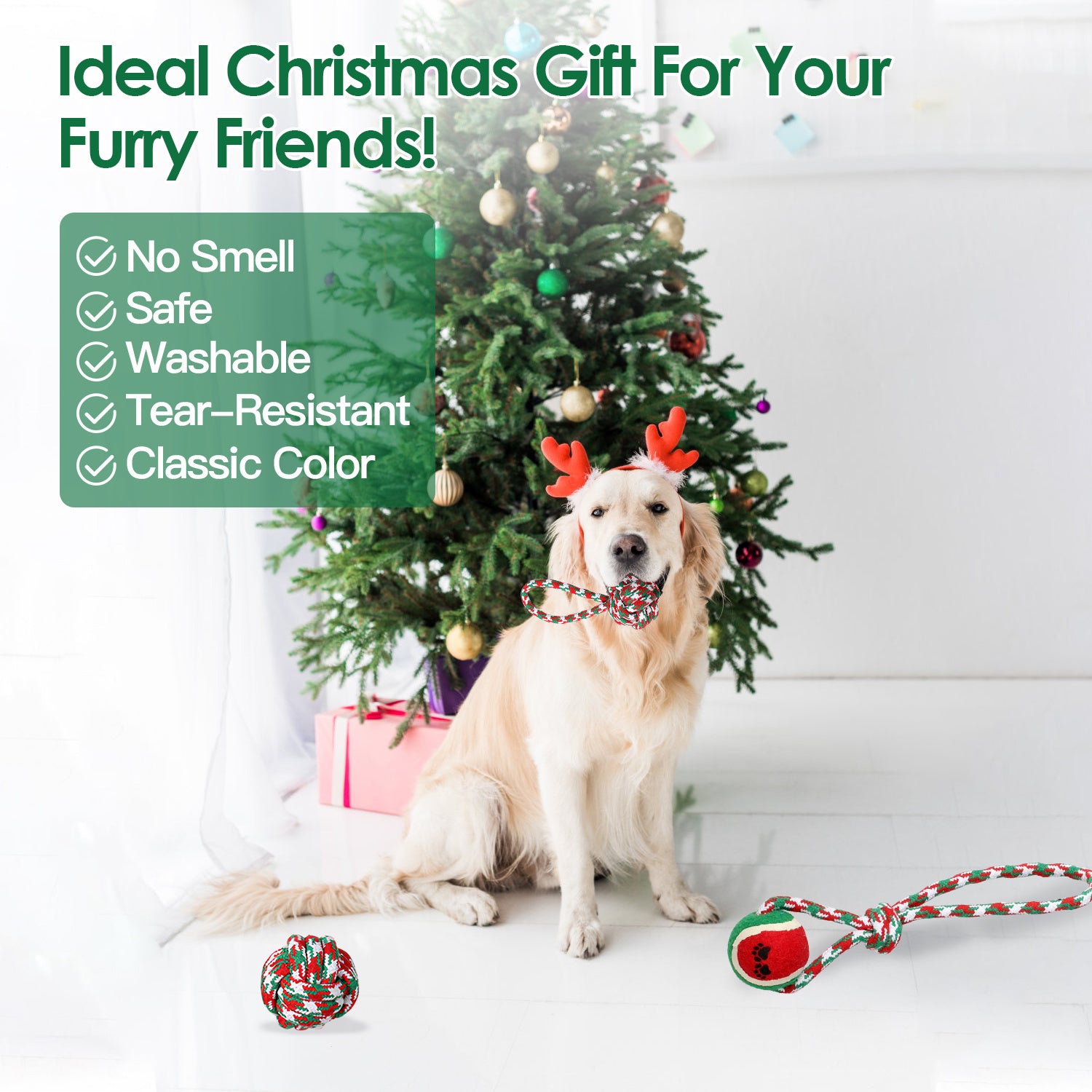 Christmas Dog Chew Rope - Set Of 5Pcs Toys Dog Interactive Toys Set For Puppy Small Medium Aggressive Chewers Dogs Training Teething Playing