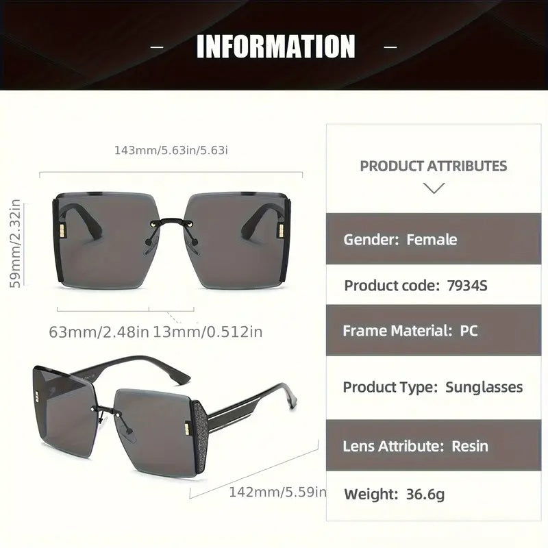 Big Discount 2D Flat - Stylish Large Size Flat Top Trendy Glasses, Unisex - Black Frame, Oversized One-Piece Lenses