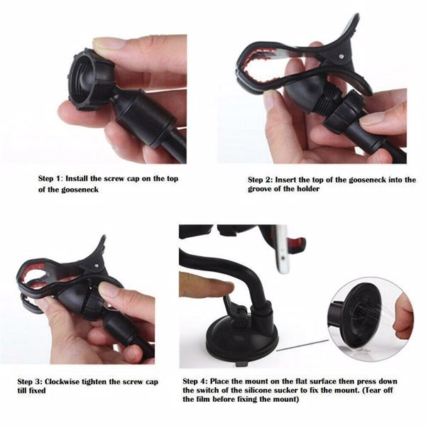 Universal Mobile Phone Double Clamp Hose Bracket With Adhesive, Not Shipped On Weekends