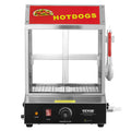 Commercial Hot Dog Steamer 2-Tier Electric Bun Warmer 28.5QT Slide Doors