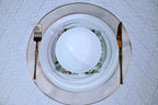 Jasmine Bone China Dinnerware Set, 16 Pieces, Service For 4, White Plates, Dishes, Bowls Set, Microwave And Dishwasher Safe