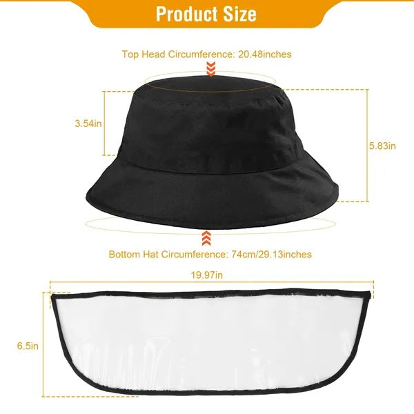 Fisherman Hat Protective Face Shield Removable Sun Bucket Cap