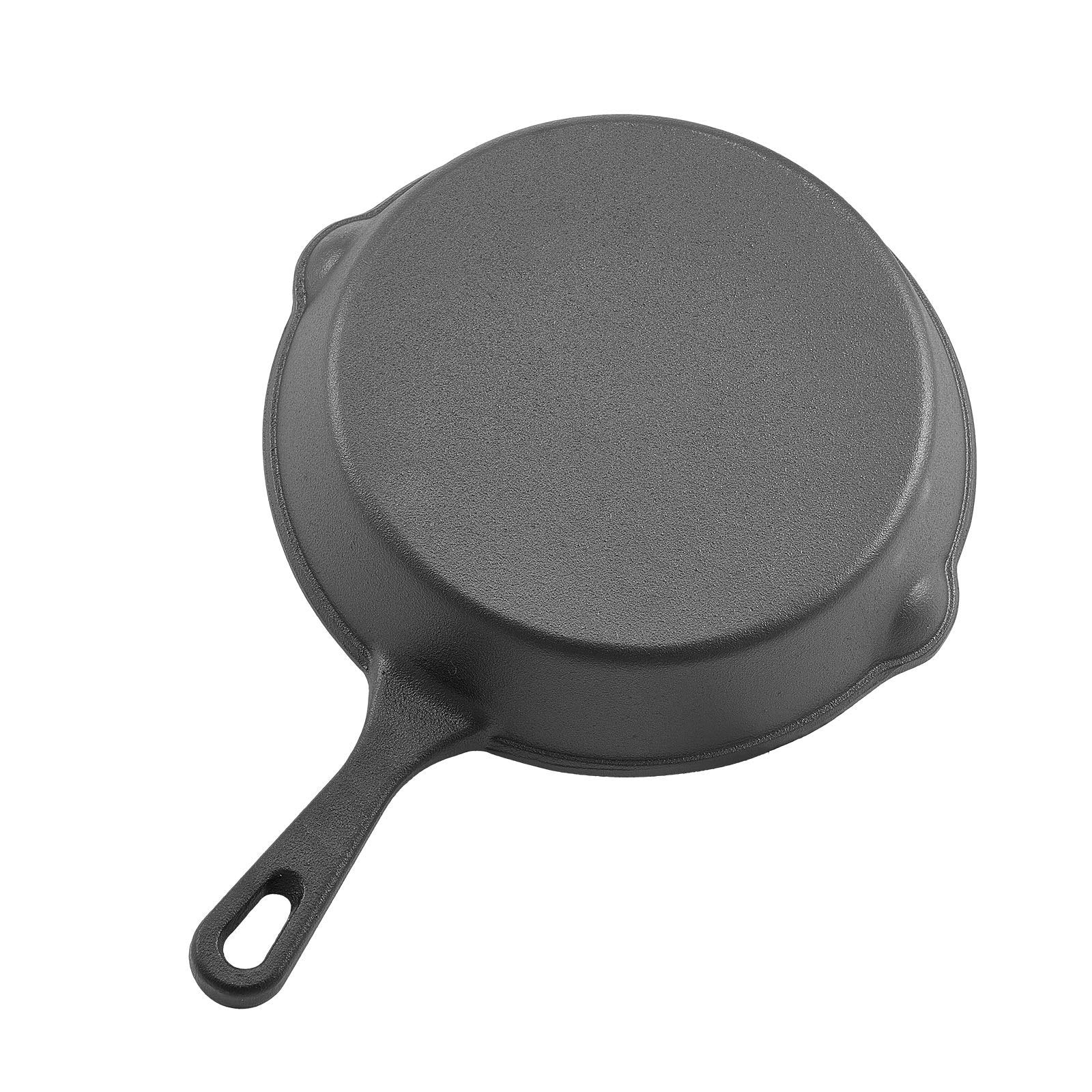 3 Piece Cast Iron Skillet Frying Pan Set 6 8 10 In Handle Pre-Seasoned Black