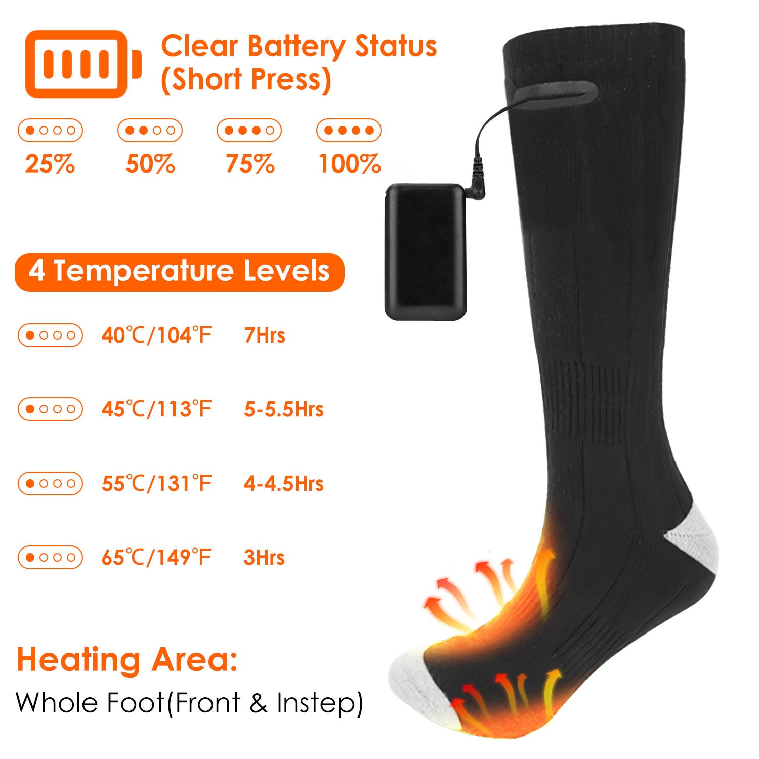 Big Saving 1Pair Electric Heated Socks For Men Women Battery Powered Heated Socks Rechargeable Feet Warmer With 4 Temperature Levels Indoor Outdoor Machine Washable