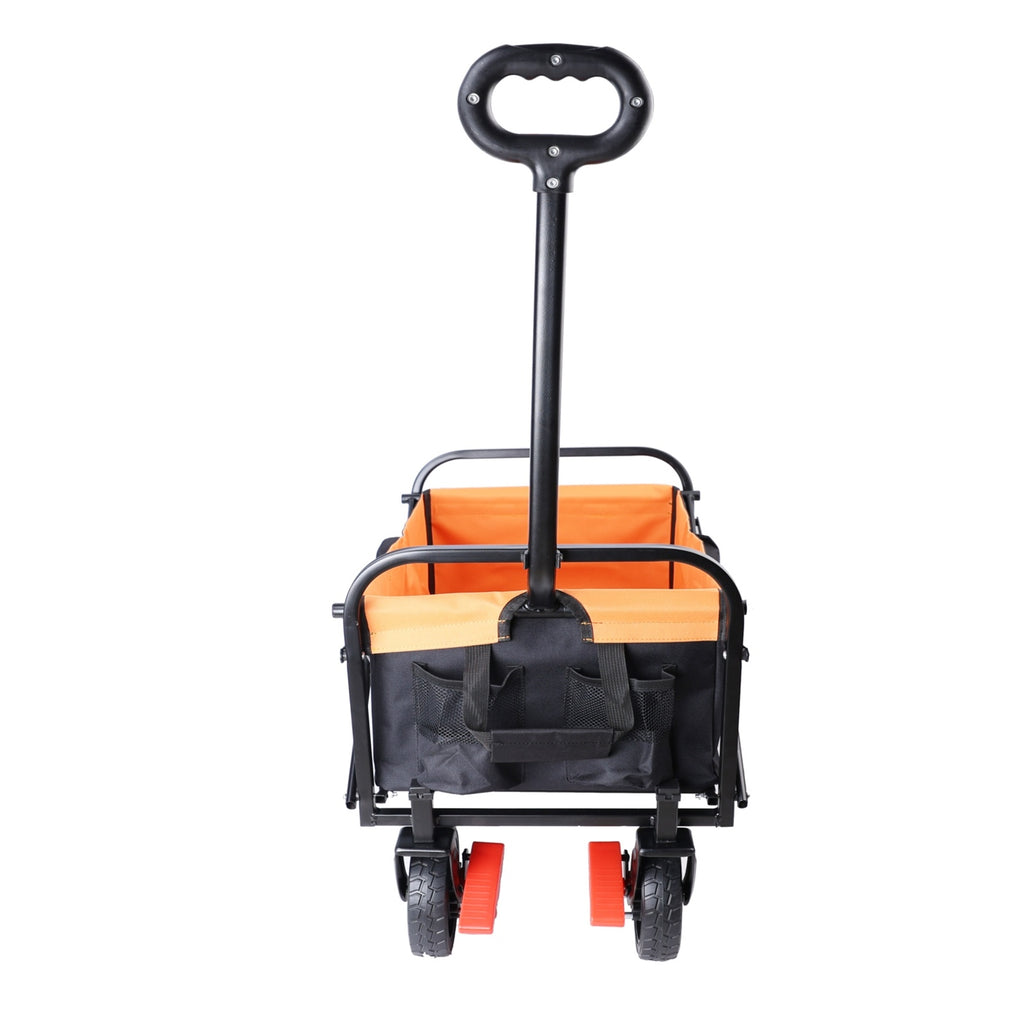 Mini Folding Wagon Garden Shopping Beach Cart  Black Yellow Brake