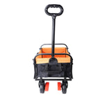 Mini Folding Wagon Garden Shopping Beach Cart  Black Yellow Brake