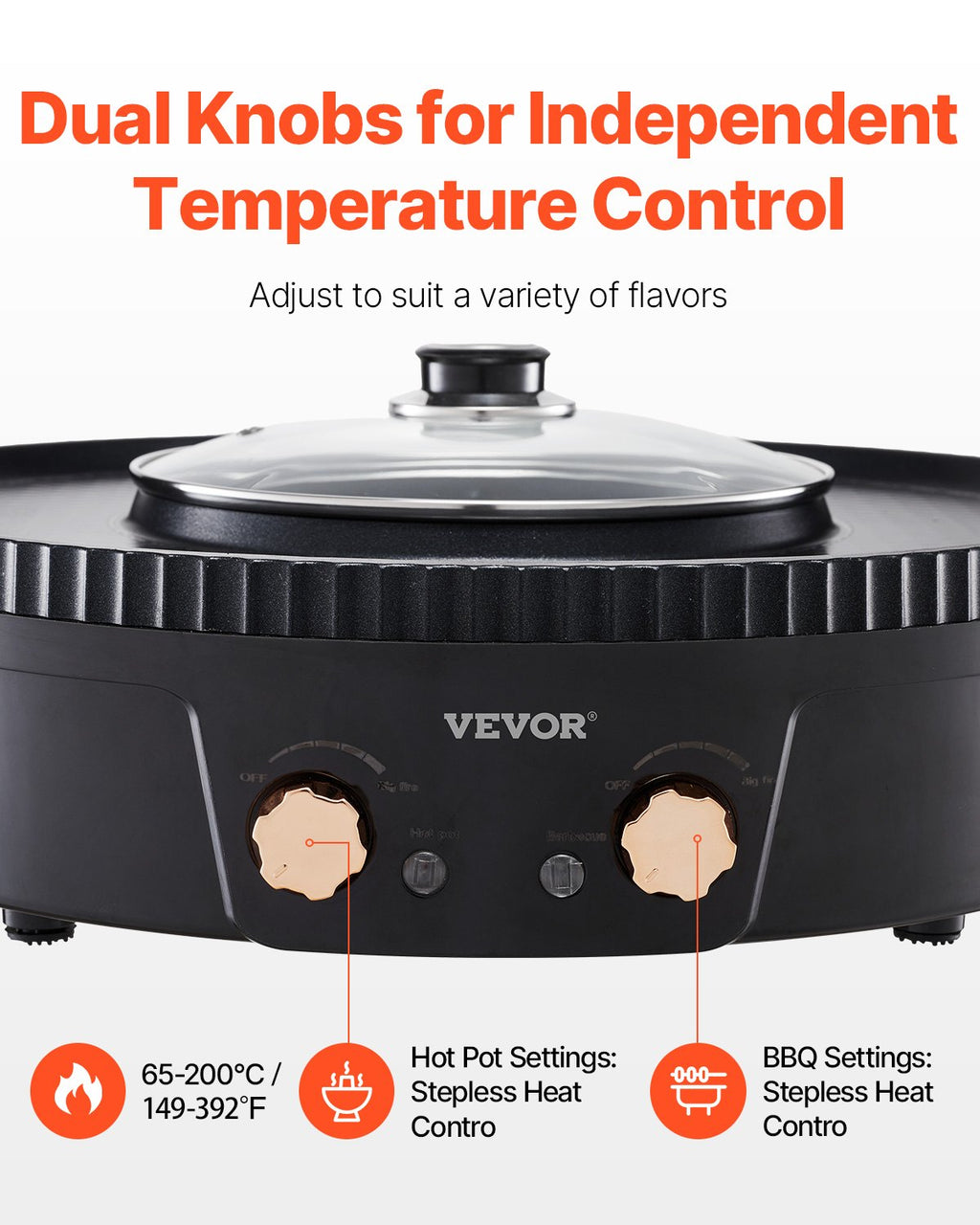 Hot Pot With Grill 1800W 2-in-1 Electric Smokeless Grill Hot Pot For 2-8 People