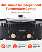 Hot Pot With Grill 1800W 2-in-1 Electric Smokeless Grill Hot Pot For 2-8 People