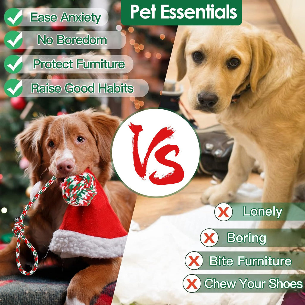 Christmas Dog Chew Rope - Set Of 5Pcs Toys Dog Interactive Toys Set For Puppy Small Medium Aggressive Chewers Dogs Training Teething Playing