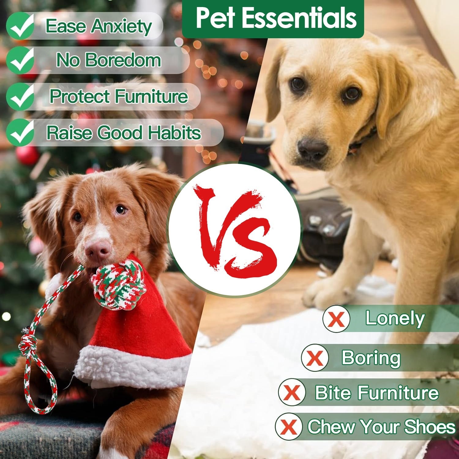 Christmas Dog Chew Rope - Set Of 5Pcs Toys Dog Interactive Toys Set For Puppy Small Medium Aggressive Chewers Dogs Training Teething Playing