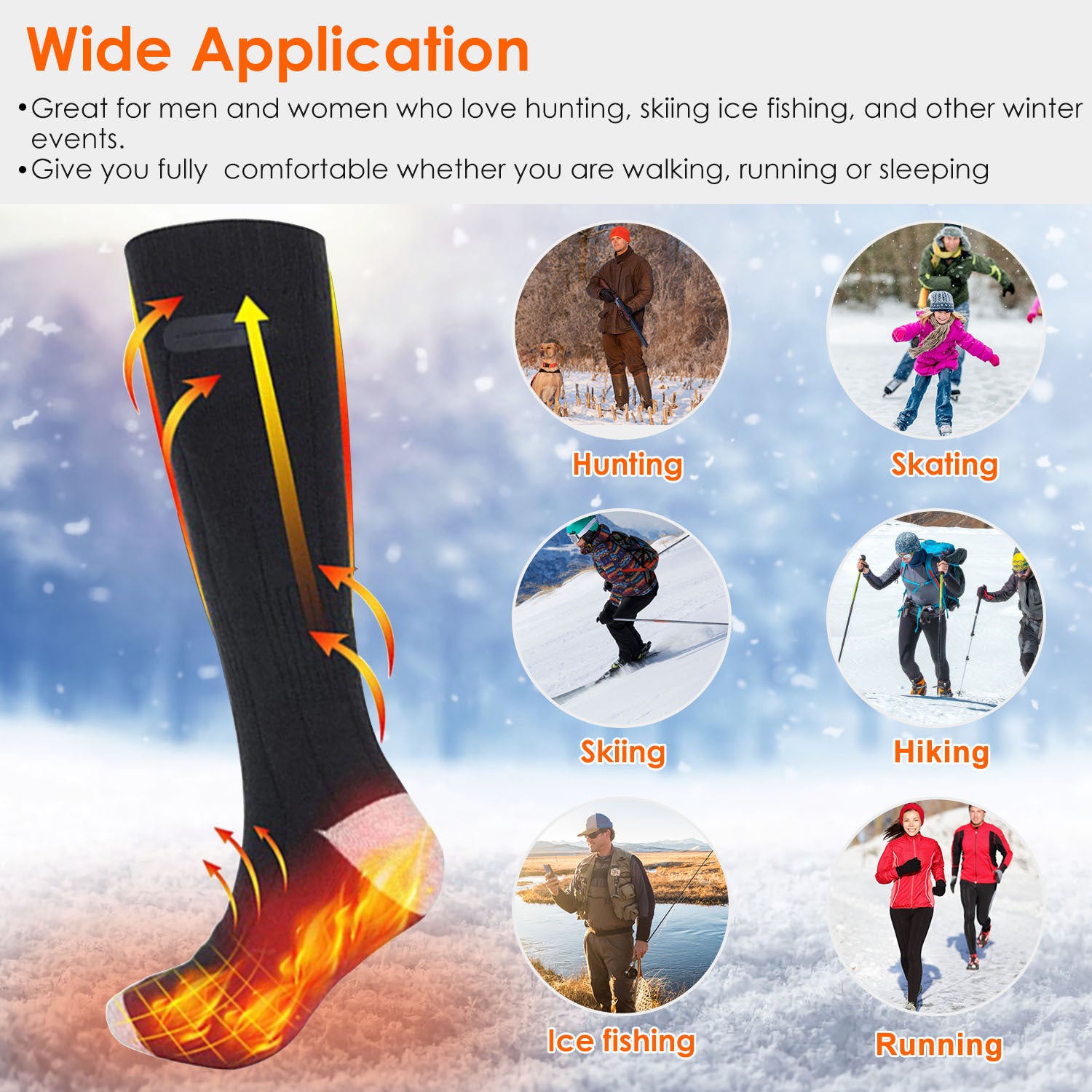 Big Saving 1Pair Electric Heated Socks For Men Women Battery Powered Heated Socks Rechargeable Feet Warmer With 4 Temperature Levels Indoor Outdoor Machine Washable