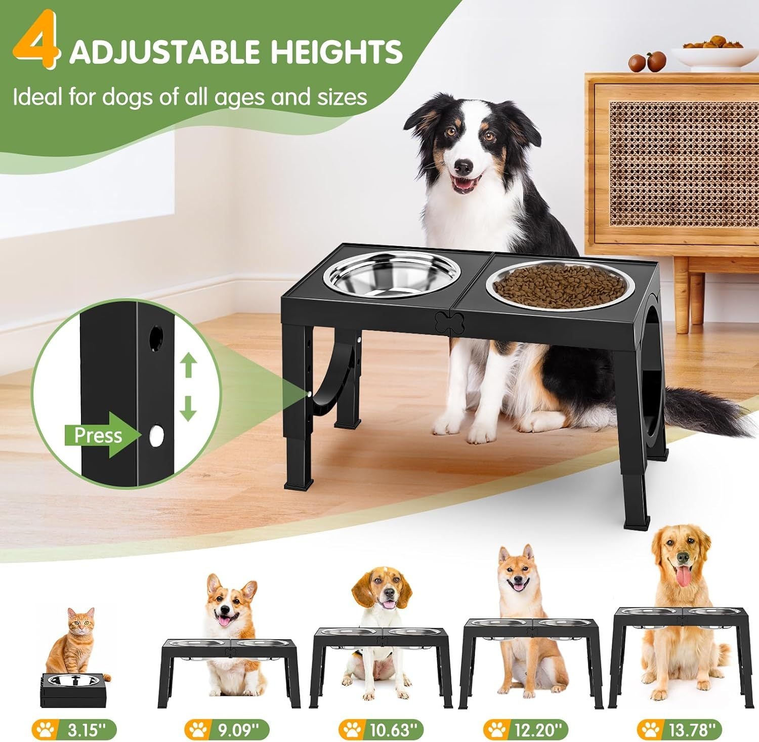 Dog Bowl Holder XiaZ Fashion Pet Products Black