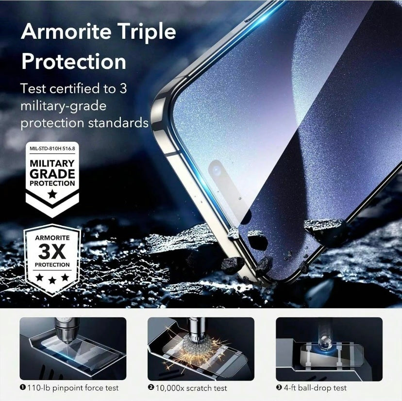 Quick Self Installation Pack of 2 For Phone 14,15 Plus, Pro, Pro Max Matte Screen Protector Glass, HD Clear, Anti Glare, Anti Fingerprint, Shatterproof Sensitive Touch