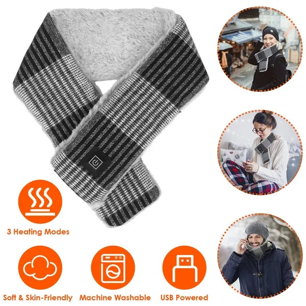 Unisex Electric Heated Scarf USB Heating Neck Wrap Unisex Winter Heated Neck Shawl
