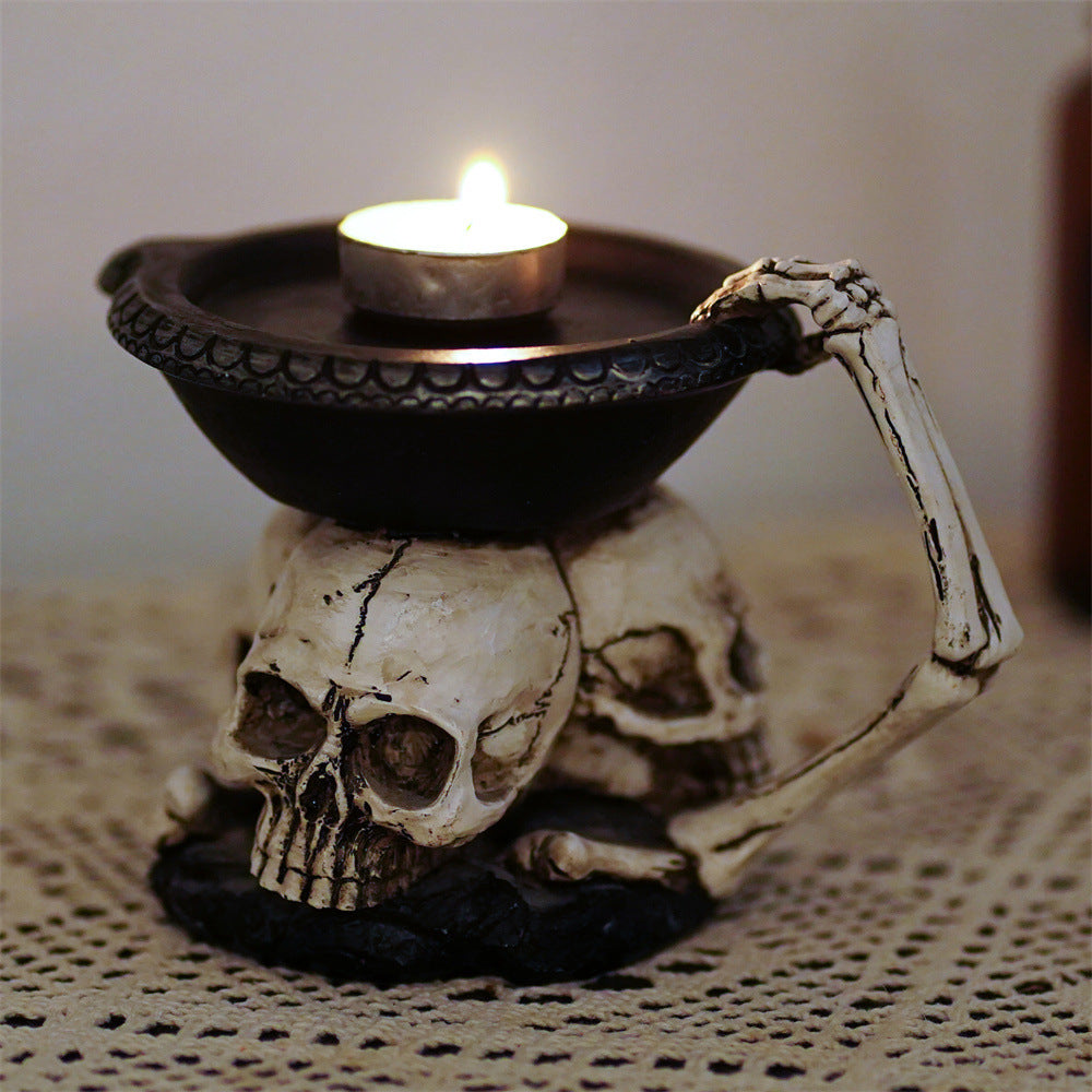 Halloween Creative Three Ghost Head Top Candle Desktop Storage Tray