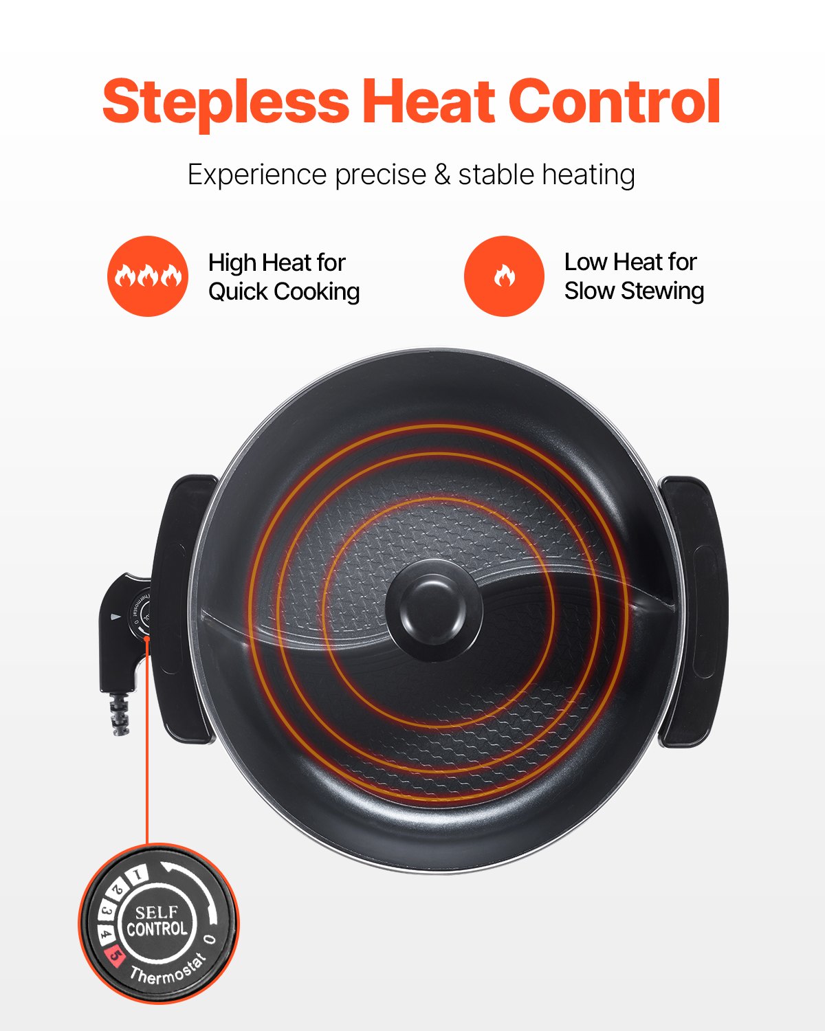 Electric Hot Pot 5 L Non-Stick Shabu-shabu Hot Pot With Divider For 6-10 People