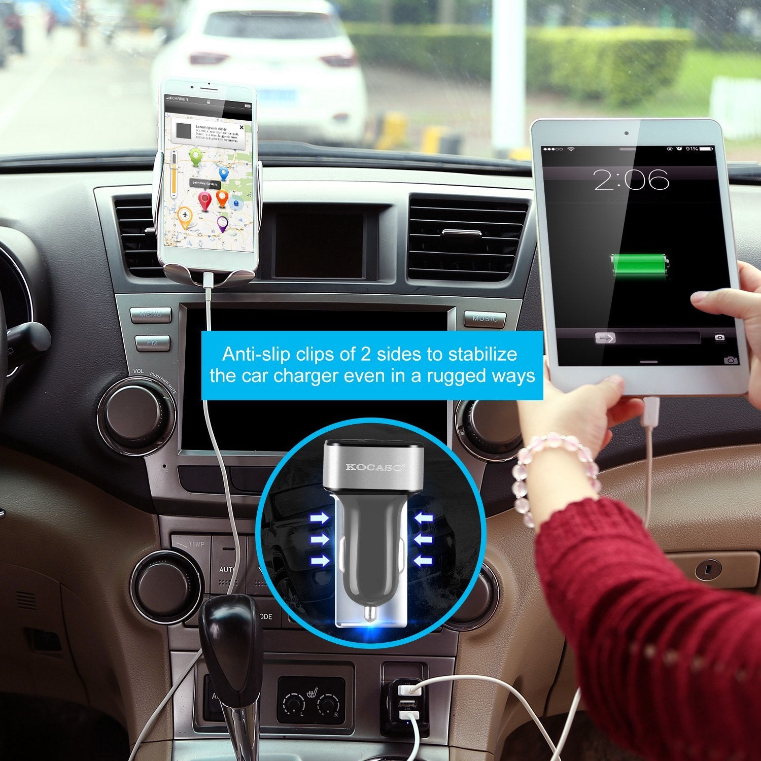 Car Charger 1Pc 3Port USB Car Charger 30W 5.5A For IOS Phone 16 15 14 And More
