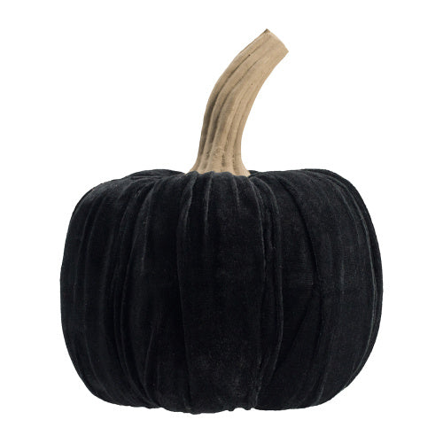 Halloween Black Velvet Pumpkin 9.5 Large, For Holiday Halloween Decor