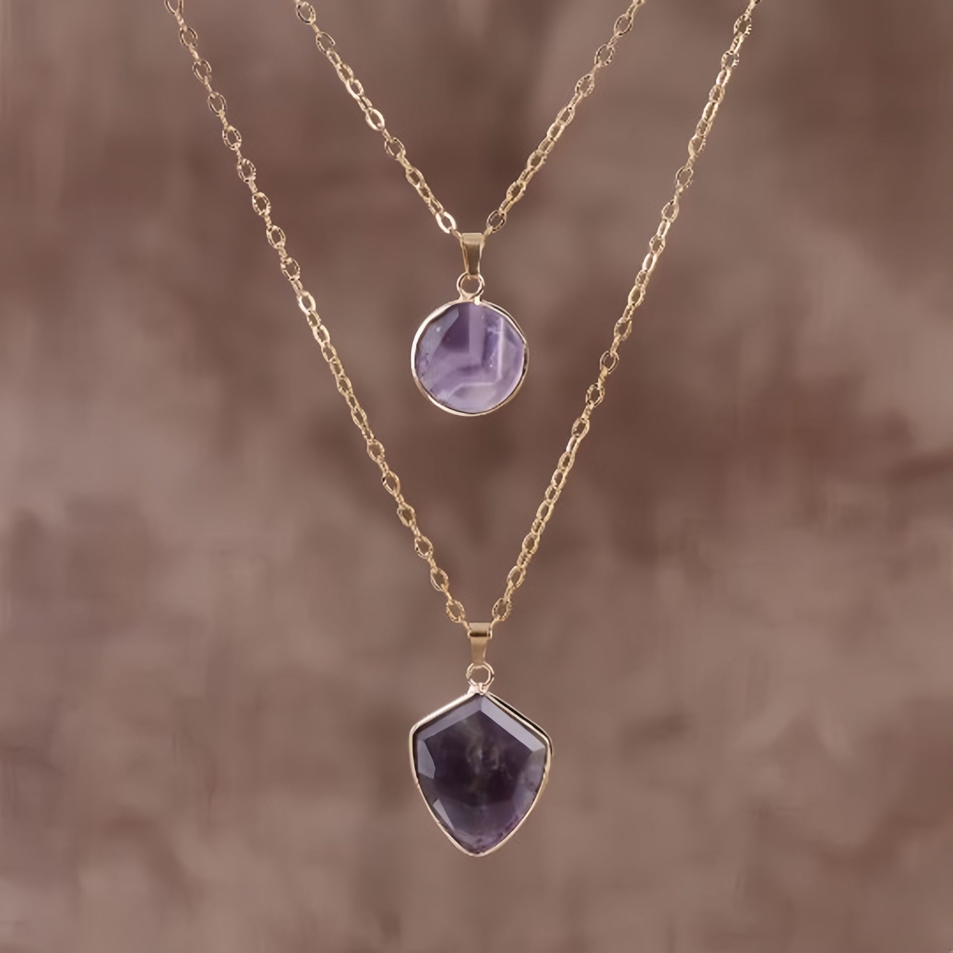 Moonstone Pendant Double Chain Necklace Valentine's Day
