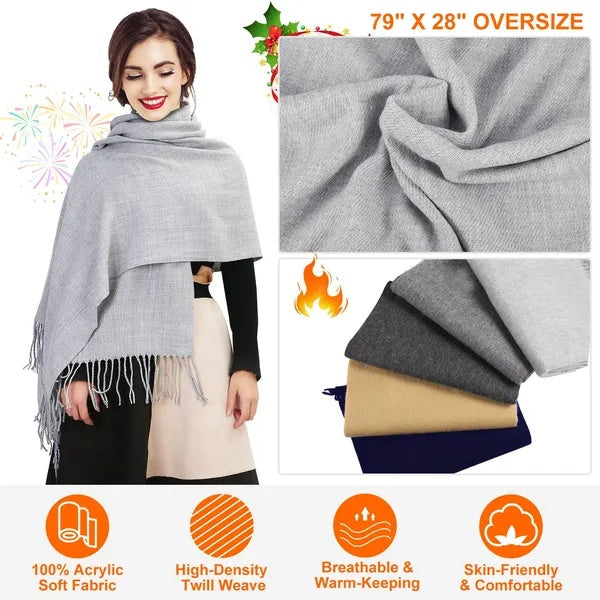 Men's Women's Oversize Cashmere Wool Shawl Wraps Blanket Winter