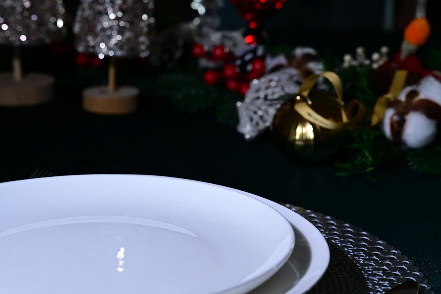 Jasmine Bone China Dinnerware Set, 16 Pieces, Service For 4, White Plates, Dishes, Bowls Set, Microwave And Dishwasher Safe