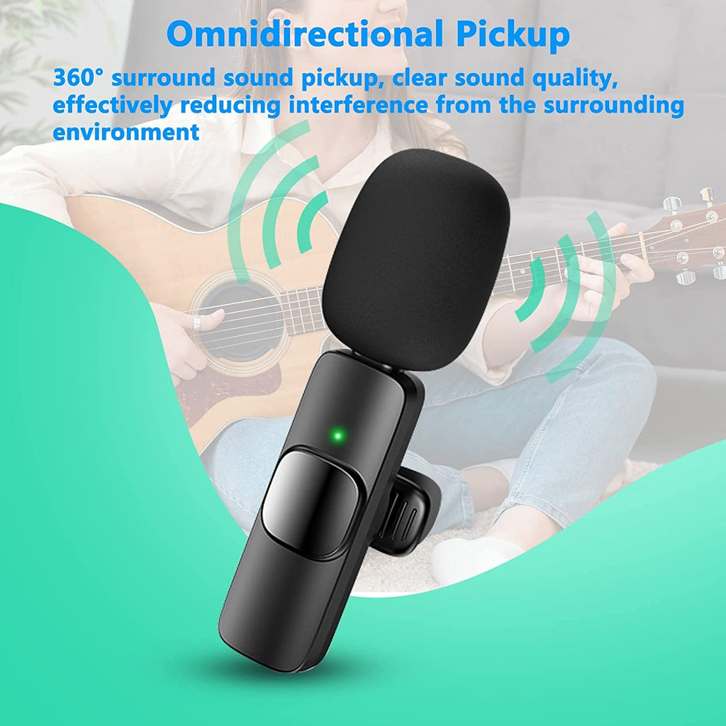 iPhone and Android Wireless Lavalier Lapel Microphone For iPhone iPad Professional Wireless Clip Mic - Cordless Omnidirectional Condenser Recording Mic For Interview Video Podcast Vlog YouTube