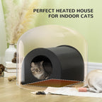 Winter Portable Heated Double Wide Water-Resistant Indoor Outdoor Cat Houses For Multiple Cats - Black